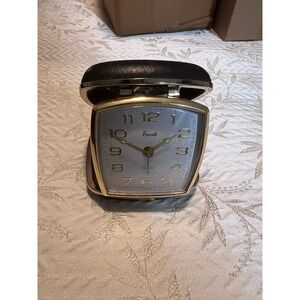 Vintage Grants MCM Travel Alarm Clock Leather